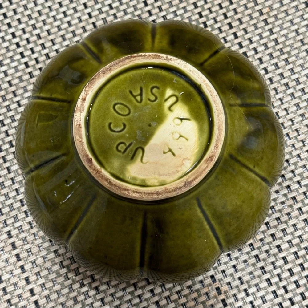 Fluted Pottery UPCO USA Dark Green Lotus Planter Pottery
